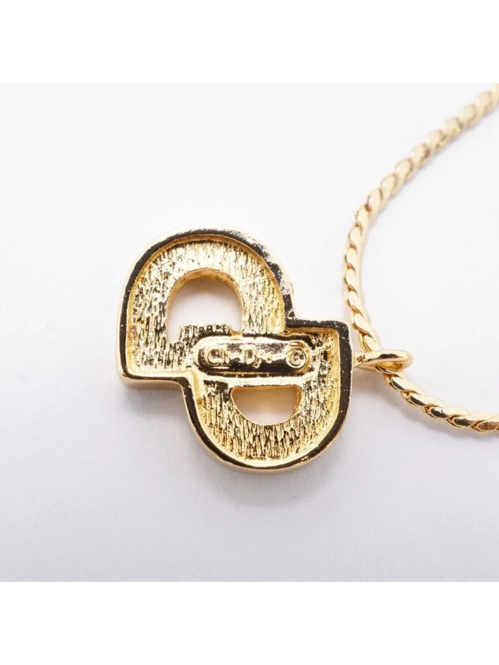 Dior Necklace CD Logo Gold Plated Rhinestone